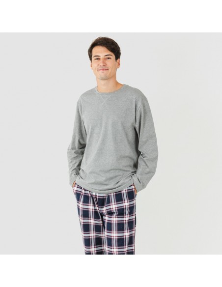 Pijama homem flanela Cuadro Tarso cinza
