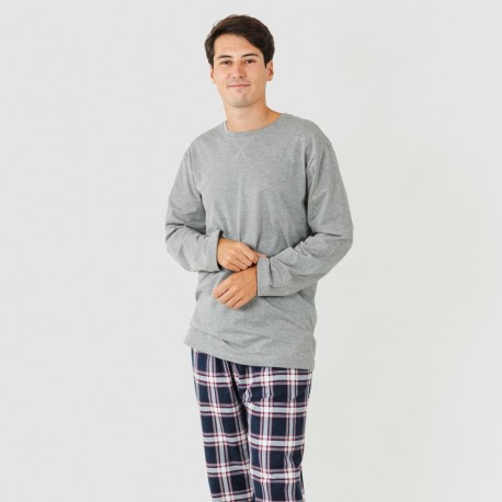 Pijama homem flanela Cuadro Tarso cinza