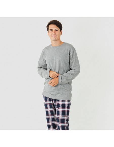 Pijama homem flanela Cuadro Tarso cinza