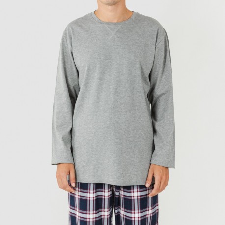 Pijama homem flanela Cuadro Tarso cinza