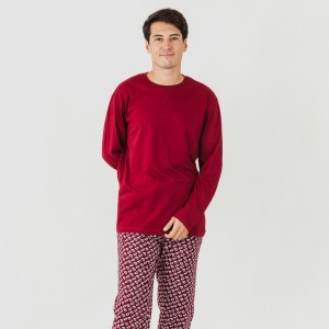 Pijama homem flanela Jaume bordeaux
