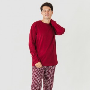 Pijama homem flanela Jaume bordeaux 2