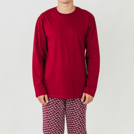 Pijama homem flanela Jaume bordeaux
