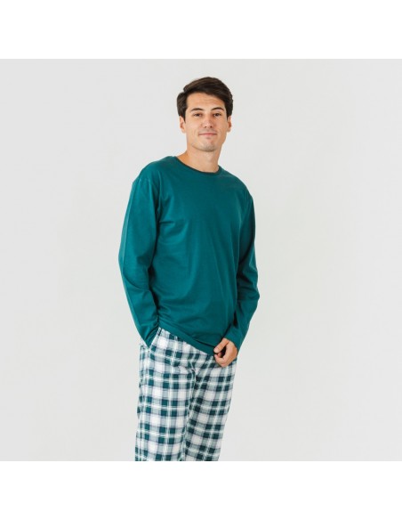 Pijama homem flanela Cuadro Valdano verde menta pijama-franela
