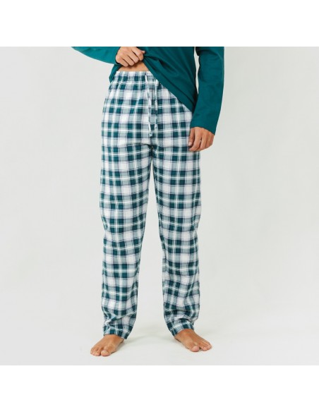 Pijama homem flanela Cuadro Valdano verde menta pijama-franela
