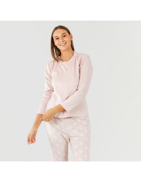 Pijama veludo Garbo rosa palo pijama-terciopelo