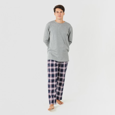 Pijama homem flanela Cuadro Tarso cinza