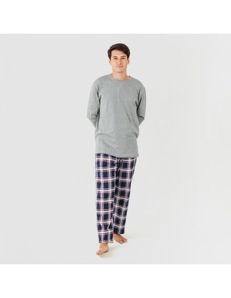 Pijama homem flanela Cuadro Tarso cinza pijama-franela