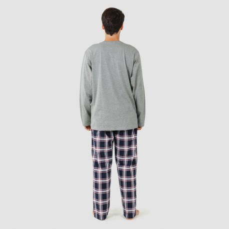 Pijama homem flanela Cuadro Tarso cinza