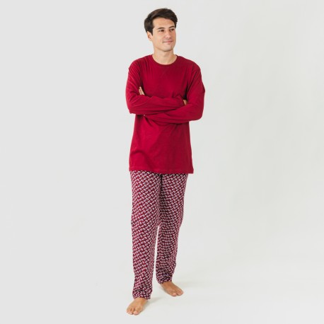 Pijama homem flanela Jaume bordeaux