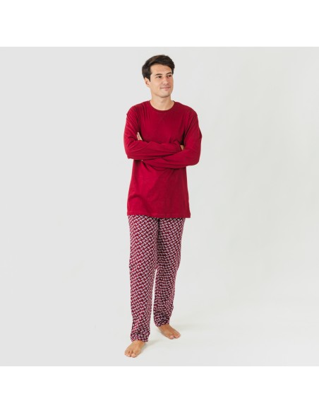 Pijama homem flanela Jaume bordeaux Pijama homem flanela Jaume bordeaux