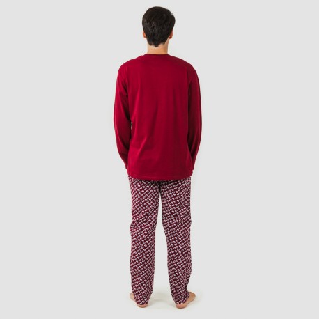 Pijama homem flanela Jaume bordeaux