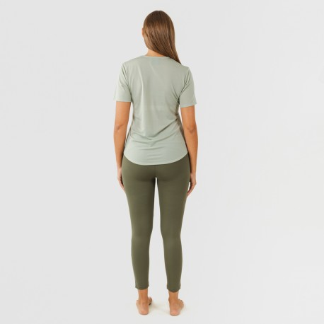 Conjunto desportivo de legging mulher verde folha/caça