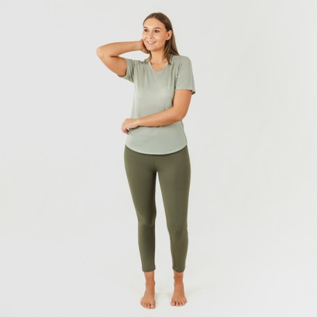 Conjunto desportivo de legging mulher verde folha/caça