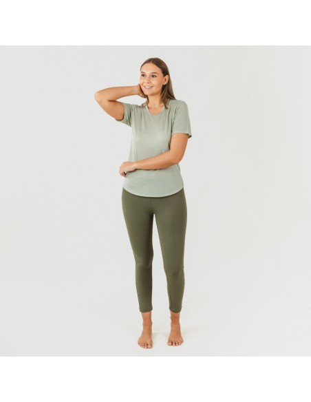 Conjunto desportivo de legging mulher verde folha/caça