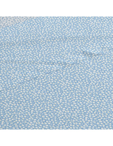 Jogo de lençóis algodão Margarita reversível azul celeste lencois-100-algodao