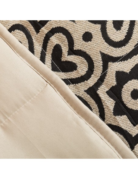 Colcha jacquard chenilla Capri bege preto - 120GR Colcha jacquard chenilla Capri bege preto - 120GR
