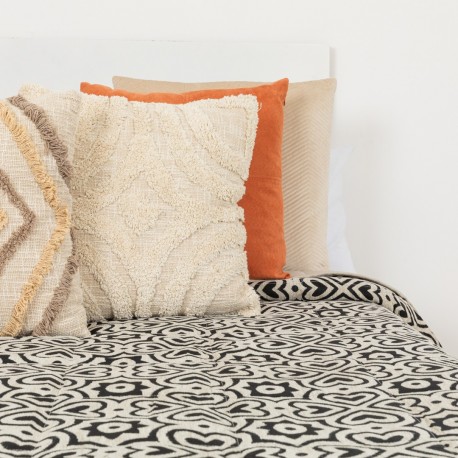 Colcha jacquard chenilla Capri bege preto - 120GR