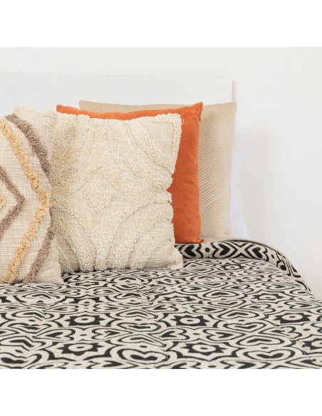 Colcha jacquard chenilla Capri bege preto - 120GR Colcha jacquard chenilla Capri bege preto - 120GR