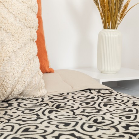 Colcha jacquard chenilla Capri bege preto - 120GR