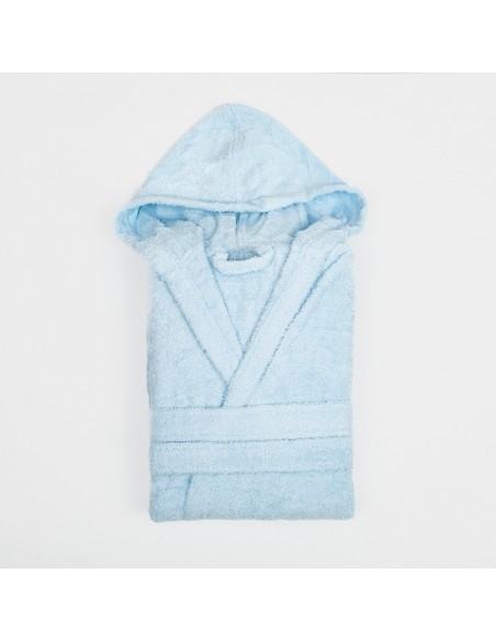 Roupão de banho com capuz azul celeste 450gr Unisex