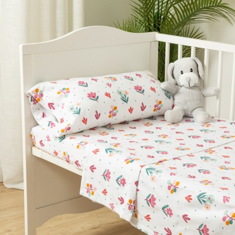 Jogo de lençóis flanela Clara rosa cama bebé jogos-de-lencois-para-bebe