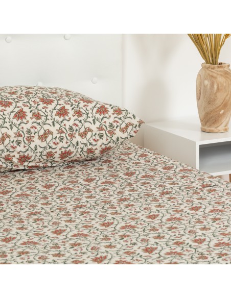 Jogo de lençóis algodão Isabel cor telha