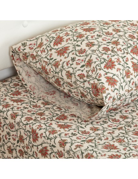 Jogo de lençóis algodão Isabel cor telha