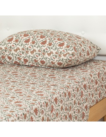 Jogo de lençóis algodão Isabel cor telha