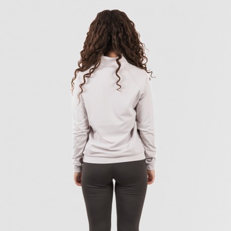 Camisola desportiva mulher com fecho de correr e bolsos cinza