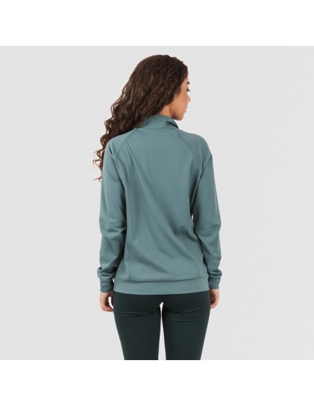 Camisola desportiva mulher com fecho de correr e bolsos verde garrafa Camisola desportiva mulher com fecho de correr e bolsos verde garrafa