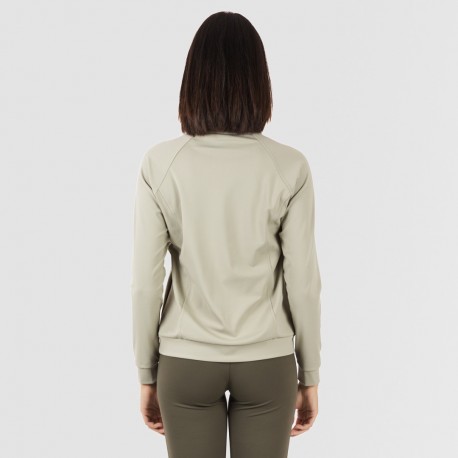 Camisola desportiva mulher com fecho de correr e bolsos verde folha