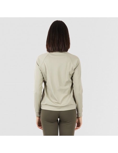 Camisola desportiva mulher com fecho de correr e bolsos verde folha