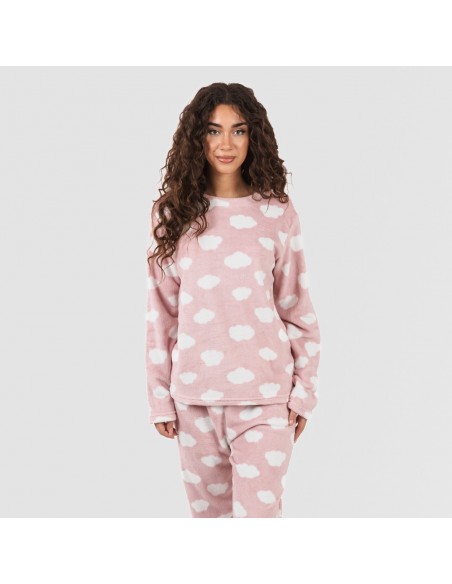 Pijama coral Nube rosa palo pijamas-mulher