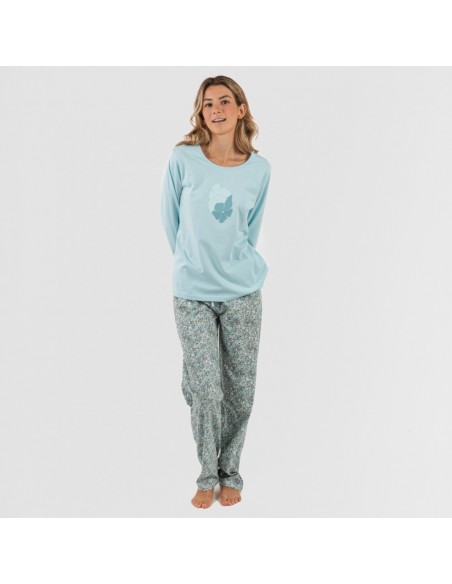 Pijama algodão Taylor azul indigo pijamas-mulher
