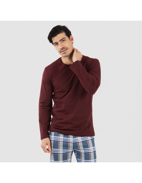 Pijama homem flanela Cuadro Xavi bordeaux Pijama homem flanela Cuadro Xavi bordeaux