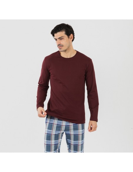 Pijama homem flanela Cuadro Xavi bordeaux Pijama homem flanela Cuadro Xavi bordeaux