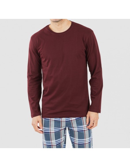 Pijama homem flanela Cuadro Xavi bordeaux Pijama homem flanela Cuadro Xavi bordeaux