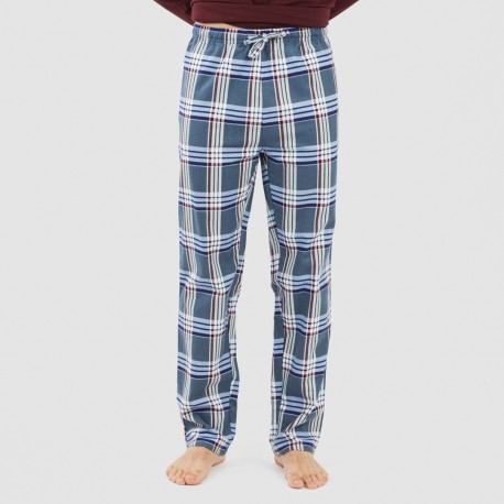 Pijama homem flanela Cuadro Xavi bordeaux