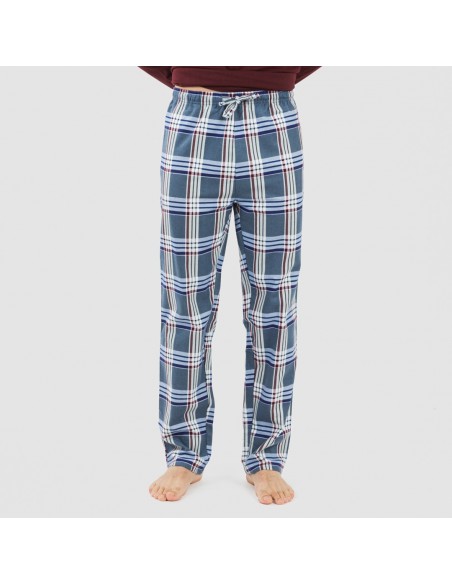 Pijama homem flanela Cuadro Xavi bordeaux pijamas-compridos-homem
