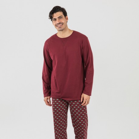 Pijama algodão homem Nino bordeaux pijamas-compridos-homem