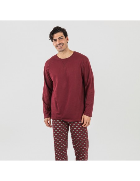 Pijama algodão homem Nino bordeaux pijamas-compridos-homem