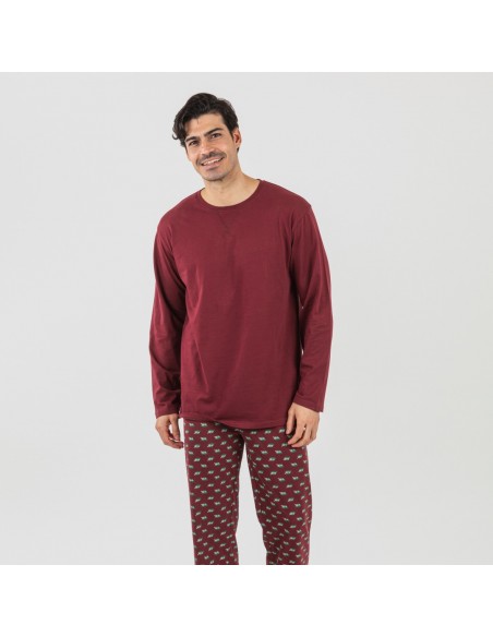 Pijama algodão homem Nino bordeaux