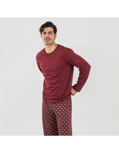 Pijama algodão homem Nino bordeaux