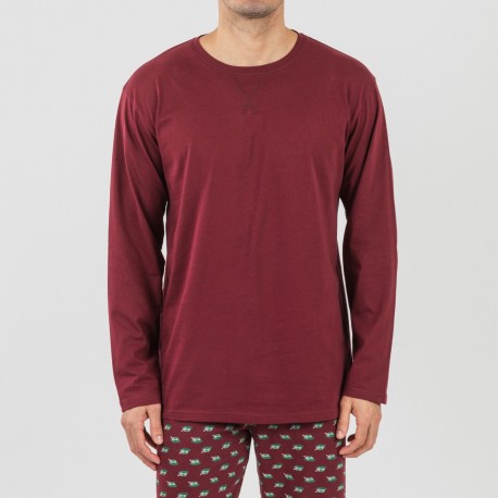 Pijama algodão homem Nino bordeaux