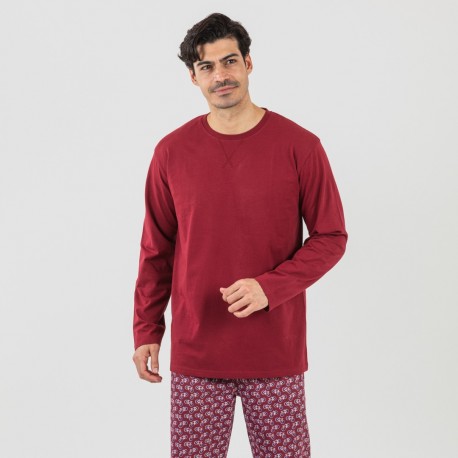 Pijama algodão homem Benacity bordeaux pijamas-compridos-homem