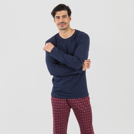 Pijama algodão homem Loui azul marinho pijamas-compridos-homem