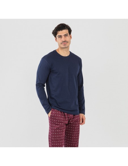 Pijama algodão homem Loui azul marinho pijamas-compridos-homem