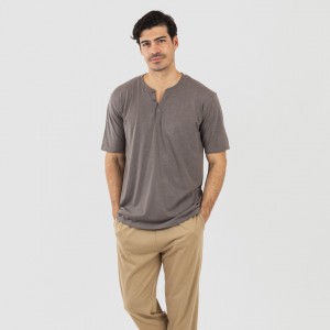 Pijama homem manga curta com botão Topo - arena