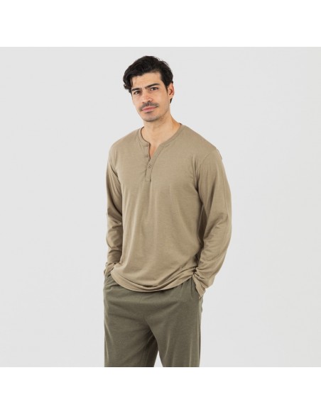 Pijama comprido homem com botões verde caça - verde escuro